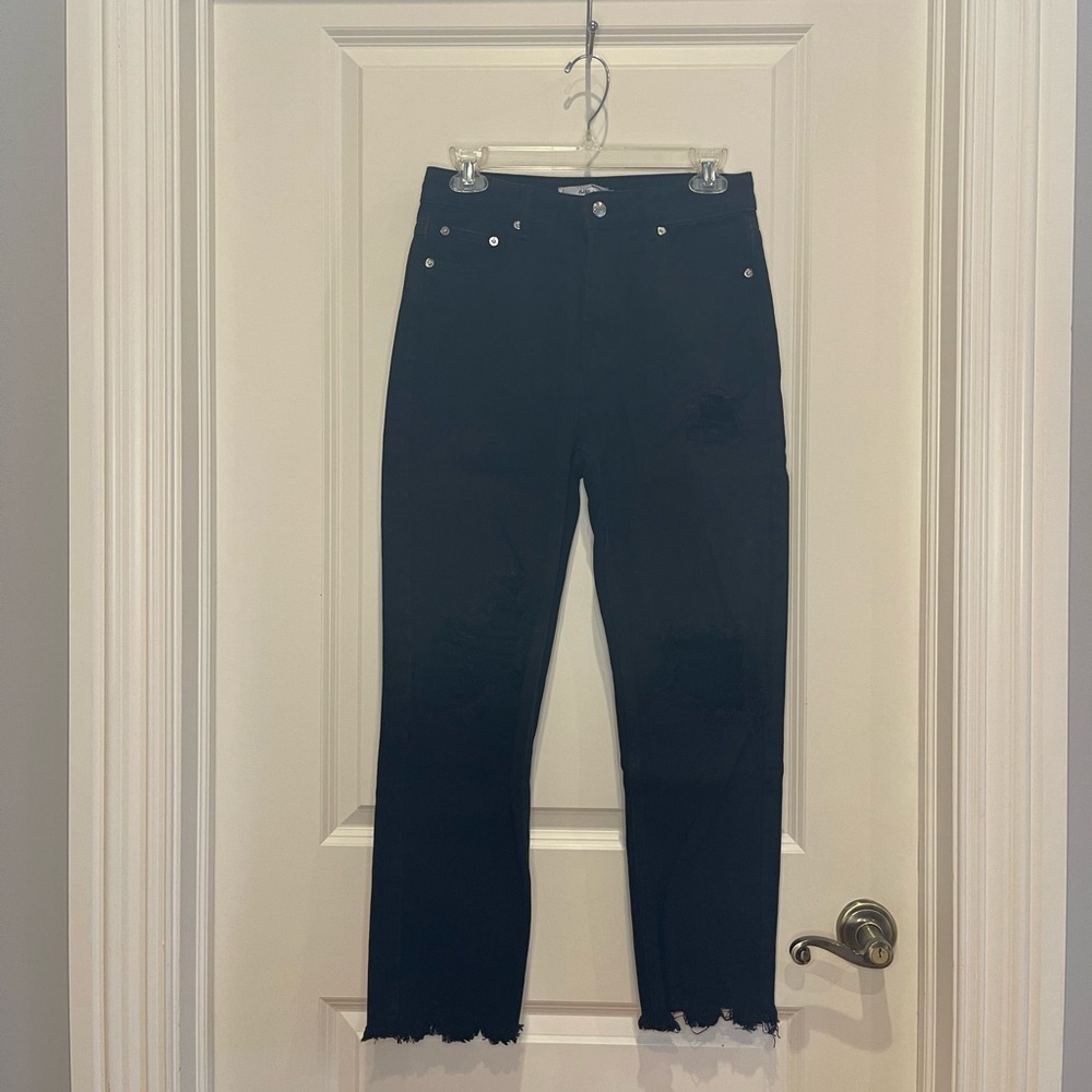 black distressed jeans
